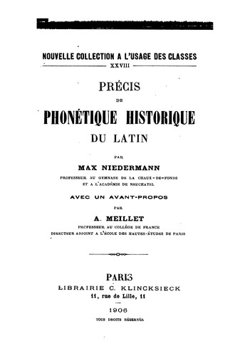 Précis de phonétique historique du latin