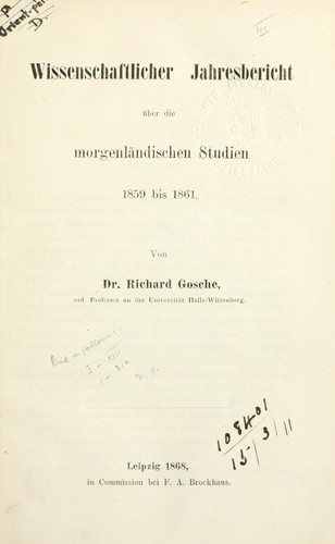 Wissenschaftlicher Jahresbericht über die morgenländischen Studien, 1859 bis [1881]