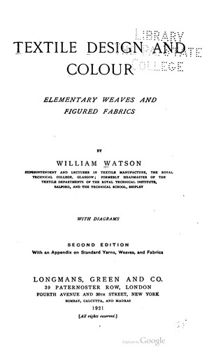 Textile design and colour, elementary weaves and figured fabrics