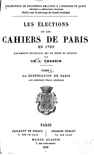 Les élections et les cahiers de Paris en 1789