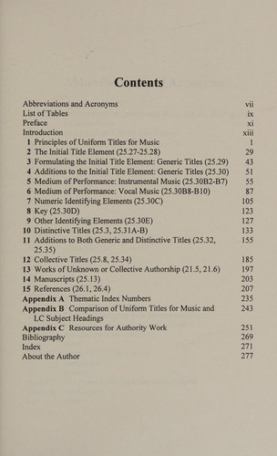 Uniform titles for music