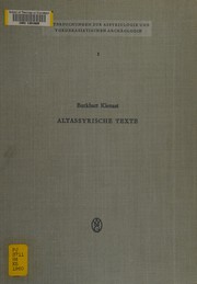 Die altassyrischen Texte des orientalischen Seminars der Universität Heidelberg und der Sammlung Erlenmeyer, Basel
