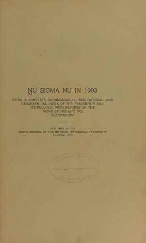 Nu Sigma Nu in 1903