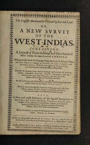 The English American, his travail by sea and land: or, A new svrvey of the West-India's