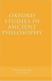 Oxford Studies in Ancient Philosophy: Volume XXI