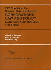 2005 Supplement to Corporations Law and Policy, Materials and Problems, 5th Ed.