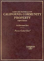 Cases and materials on California community property