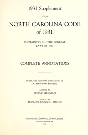 1933 Supplement to the North Carolina code of 1931