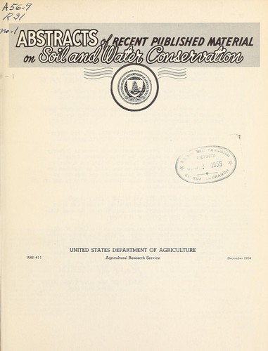 Abstracts of recent published material on soil and water conservation