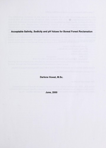 Acceptable salinity, sodicity and pH values for boreal forest reclamation