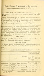 The adulteration and misbranding of the seeds of red clover, Kentucky bluegrass, orchard grass, and hairy vetch