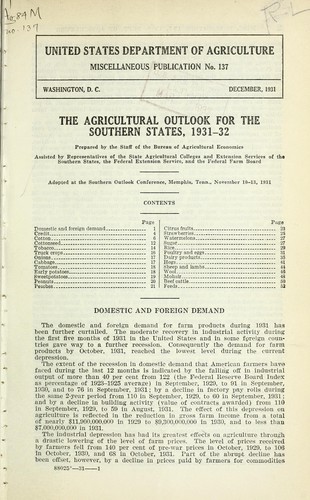 The Agricultural outlook for the southern states, 1931-32