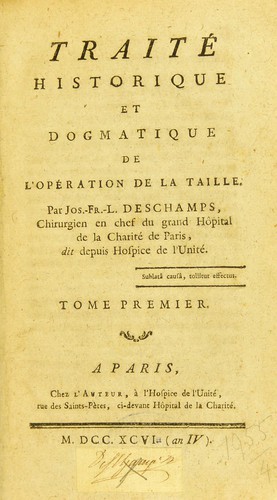 Traité historique et dogmatique de l'opération de la taille