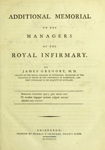 Additional memorial to the managers of the Royal Infirmary