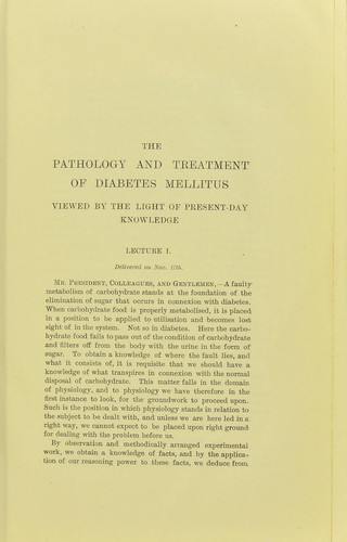 Three letters on the pathology and treatment of diabetes mellitus viewed by the light of present day knowledge ..