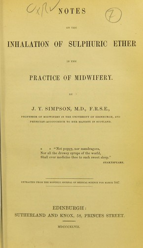 Notes on the inhalation of sulphuric ether in the practice of midwifery