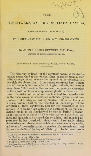On the vegetable nature of tinea favosa (porrigo lupinosa of Bateman)