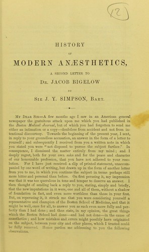 History of modern anæsthetics