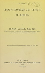 On certain disorders and defects of memory
