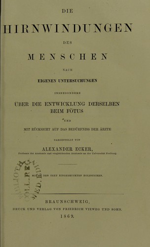 Die hirnwindungen des menschen nach eigenen untersuchungen, insbesondere über die entwicklung derselben beim fötus ..