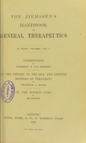 Von Ziemssen's Handbook of general therapeutics