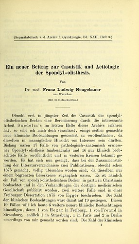 Ein neuer Betrag zur Casuistik und Aetiologie der Spondyl-olisthesis