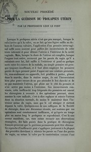 Nouveau procédé pour la guérison du prolapsus utérin
