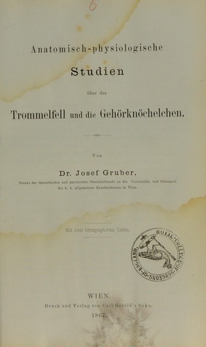Anatomisch-physiologische Studien über das Trommelfell und die Gehörknöchelchen