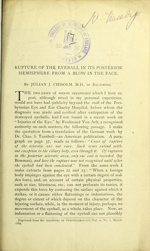 Rupture of the eyeball in its posterior hemisphere from a blow to the face