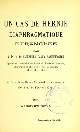 Un cas de hernie diaphragmatique étranglée
