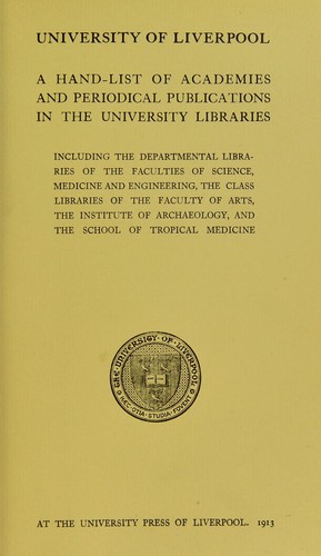 A hand-list of academies and periodical publications in the university libraries