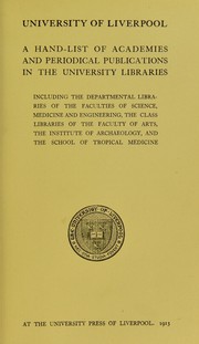 A hand-list of academies and periodical publications in the university libraries