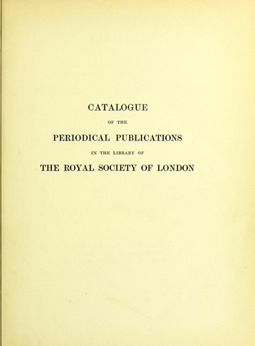 Catalogue of the periodical publications in the library