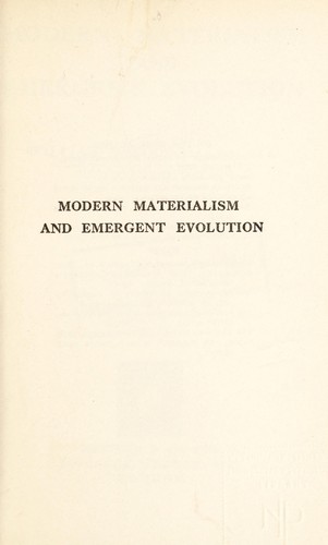 Modern materialism and emergent evolution