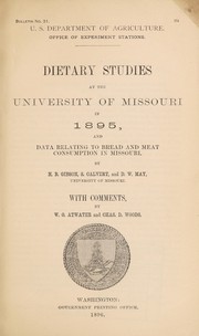 Dietary studies at the University of Missouri in 1895, and data relating to bread and meat consumption in Missouri