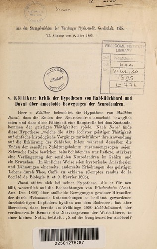 Kritik der Hypothesen von Rabl-Rückhard und Duval über amoeboide Bewegungen der Neurodendren