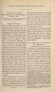 Correspondence between Dr. Simpson, Dr. Ramsbotham and Dr. Lee in relation to uterine hæmorrhage from placental presentation