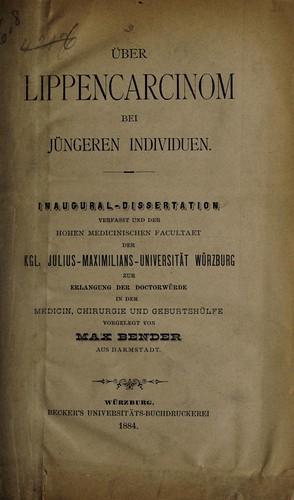 Über Lippencarcinom bei jüngeren Individuen ...