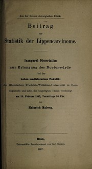 Beitrag zur Statistik der Lippencarcinome ...