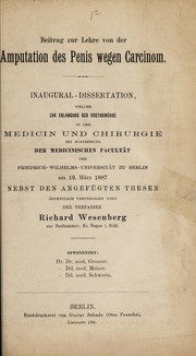 Beitrag zur Lehre von der Amputation des Penis wegen Carcinom ...