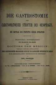 Die Gastrostomie bei carcinomatoeser Strictur des Oesophagus