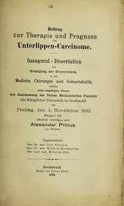 Beitrag zur Therapie und Prognose der Unterlippen-Carcinome ...