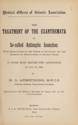 The treatment of the exanthemata by so-called antiseptic inunction