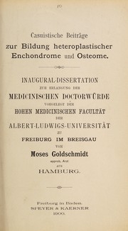 Casuistische Beiträge zur Bildung heteroplastischer Endochrome und Osteome ...