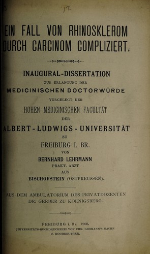 Ein Fall von Rhinosklerom durch Carcinom compliziert ...