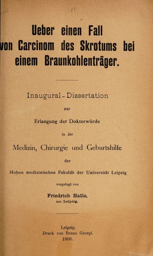 Ueber einen Fall von Carcinom des Skrotums bei einem Braunkohlenträger ...
