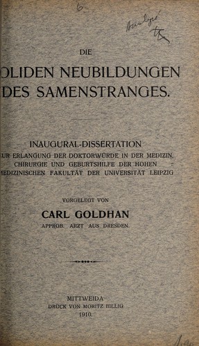 Die soliden Neubildungen des Samenstranges ...
