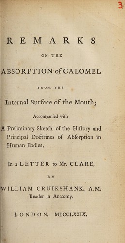 Remarks on the absorption of calomel from the internal surface of the mouth