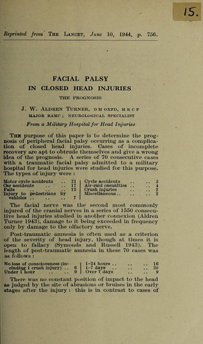 Facial palsy in closed head injuries