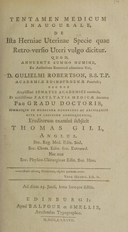 Tentamen medicum inaugurale, de ista herniae uterinae specie quae retro-versio uteri vulgo dicitur ...